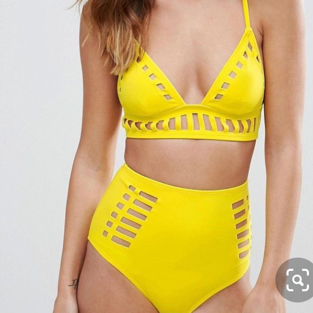 Women’s ASOS High-waist Laser Cut Yellow Bikini